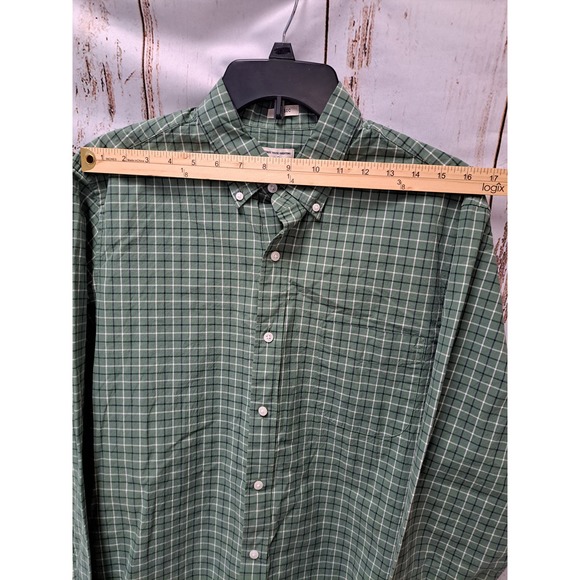 J. Crew Stretch Classic Men's Long-Sleeve Button-Up Shirt Green Checkered - Picture 3 of 6